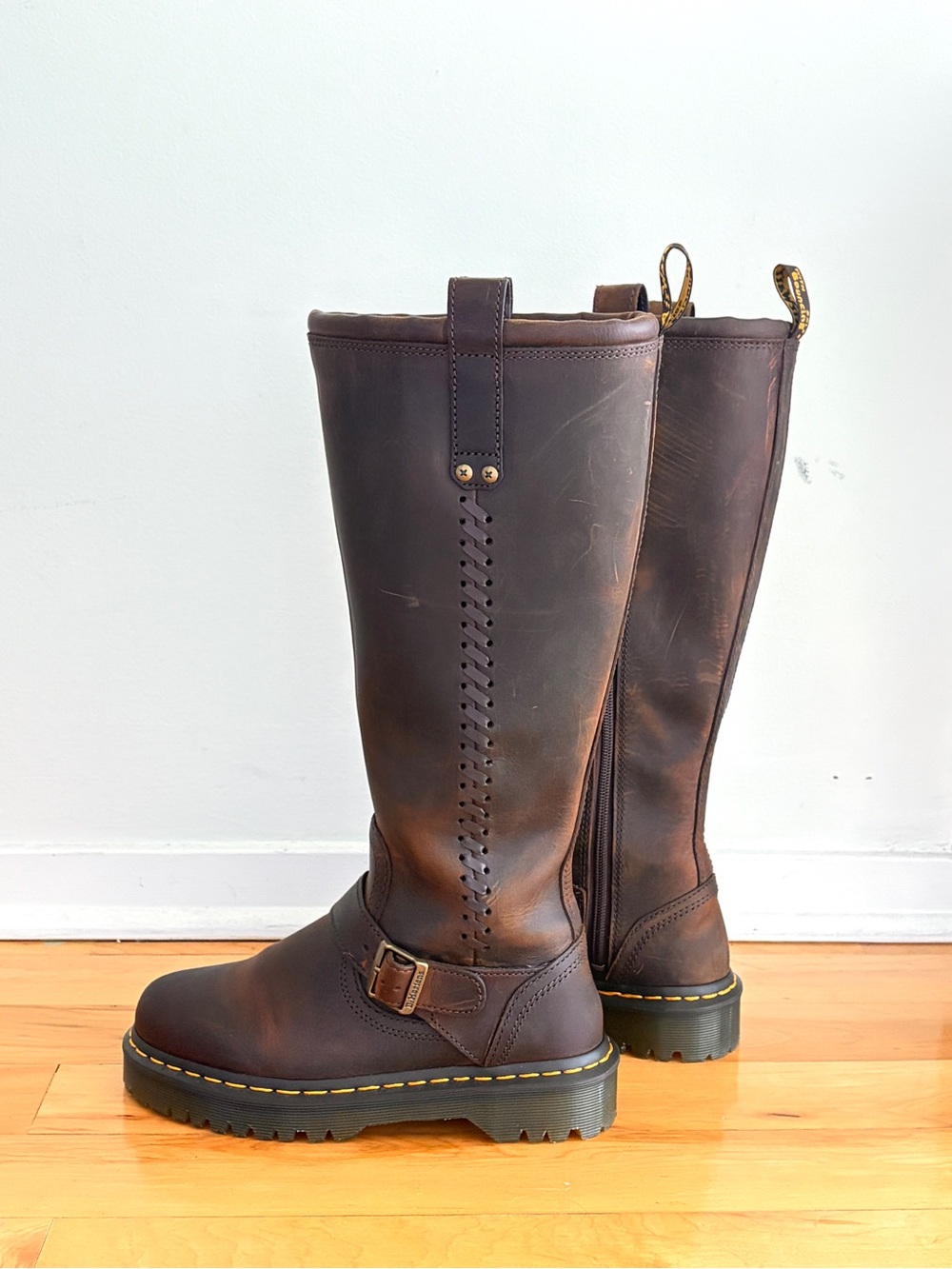 Dr. Martens Anistone Boots Women's Brown Leather Buckle Boots 6 - Picture 2 of 7